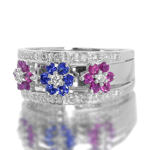 ルビー＆サファイア 0.50ct/0.25ct ダイヤモンド プラチナ