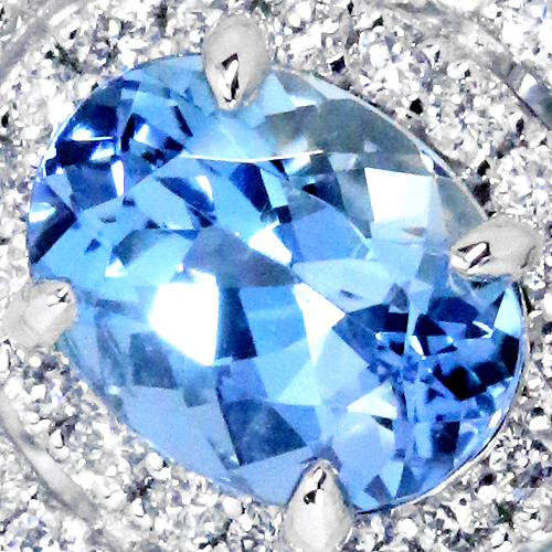 サンタマリアアクアマリン 1.3ct ダイヤモンド プラチナ ネックレス