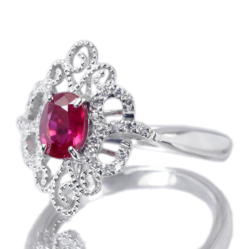ビルマ産ルビー 1.01ct ダイヤモンド プラチナ リング（指輪）【品質