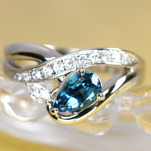 インディゴライトトルマリン 約1ct ダイヤモンド プラチナ リング