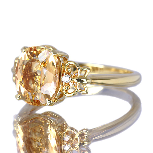 インペリアルトパーズ 2.79ct ダイヤモンド イエローゴールド リング