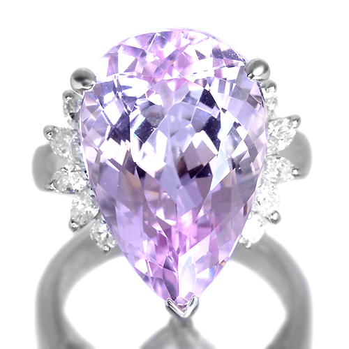 クンツァイト 14.7ct ダイヤモンド プラチナ リング（指輪）【品質 