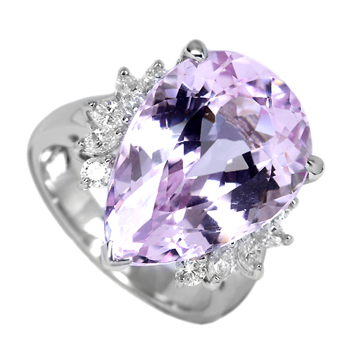 クンツァイト 14.7ct ダイヤモンド プラチナ リング（指輪）【品質 