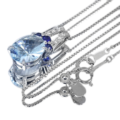 アクアマリン 1.71ct サファイア/ダイヤモンド ホワイトゴールド