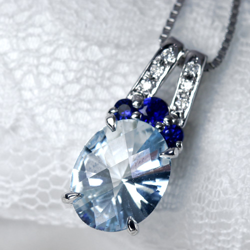 アクアマリン 1.71ct サファイア/ダイヤモンド ホワイトゴールド
