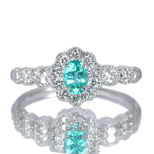 パライバトルマリン 0.32ct ダイヤモンド プラチナ リング（指輪