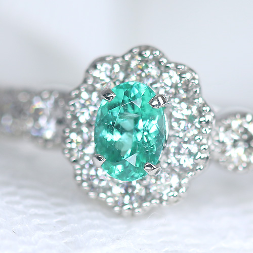 パライバトルマリン 0.32ct ダイヤモンド プラチナ リング（指輪