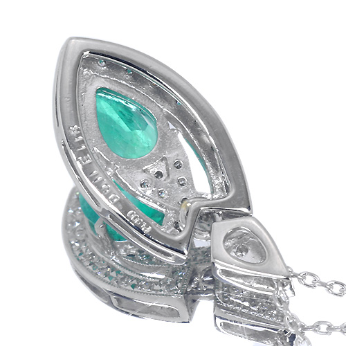エメラルドメレダイヤ付きプラチナネックレス エメラルド/ダイヤモンド プラチナネックレス(クレサンベール