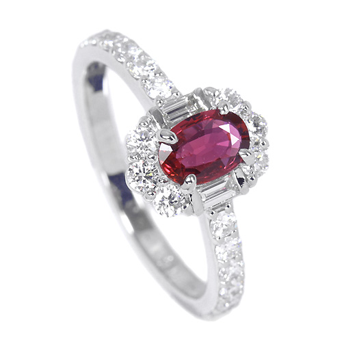 非加熱ルビー 0.51ct ダイヤモンド プラチナ リング（指輪）【品質 