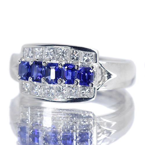 ブルーサファイア 0.69ct ダイヤモンド プラチナ リング（指輪）【品質