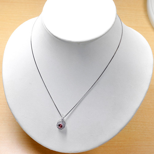 パパラチアサファイア 0.67ct ダイヤモンド プラチナ ネックレス