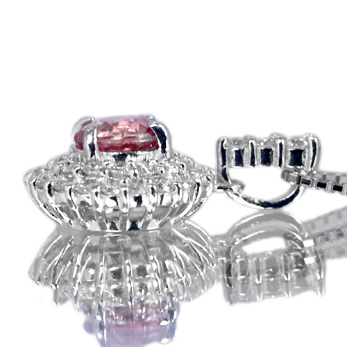 パパラチアサファイア 0.67ct ダイヤモンド プラチナ ネックレス