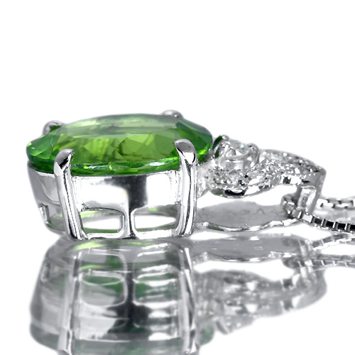 ペリドット 4.44ct ダイヤモンド ホワイトゴールド ネックレス【品質