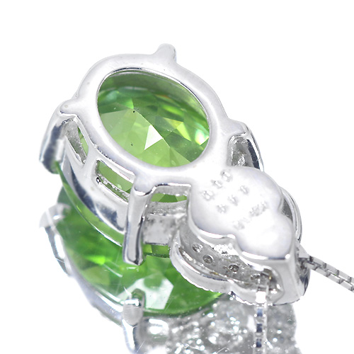ペリドット 4.44ct ダイヤモンド ホワイトゴールド ネックレス【品質