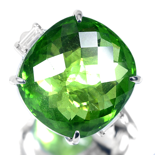 ペリドット 24.5ct ダイヤモンド プラチナ リング（指輪）【品質保証書/宝石鑑別書付】