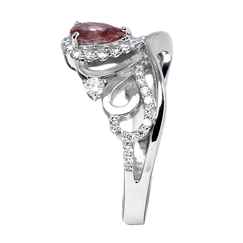 非加熱パパラチアサファイア 0.46ct ダイヤモンド プラチナ リング 