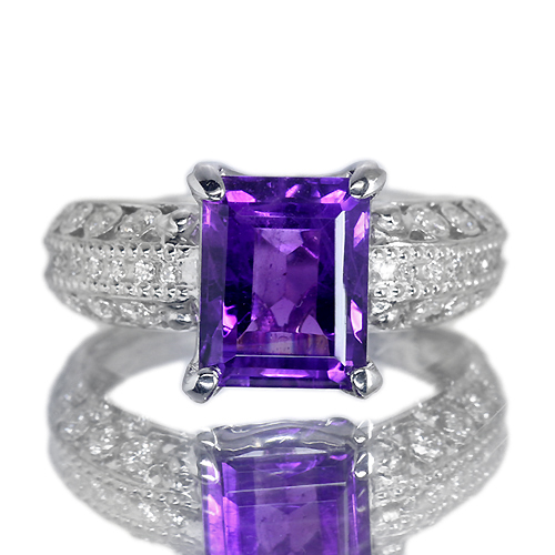 アメシスト 2.5ct ダイヤモンド プラチナ リング（指輪）【品質保証書 