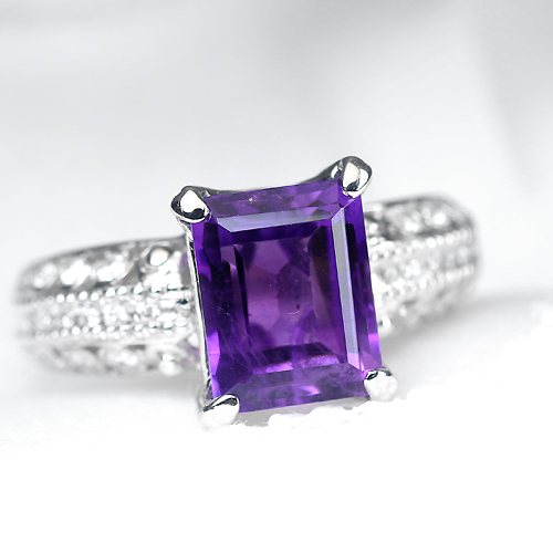 アメシスト 2.5ct ダイヤモンド プラチナ リング（指輪）【品質保証書 