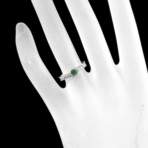 ロシア産デマントイドガーネット 0.32ct ダイヤモンド プラチナ リング