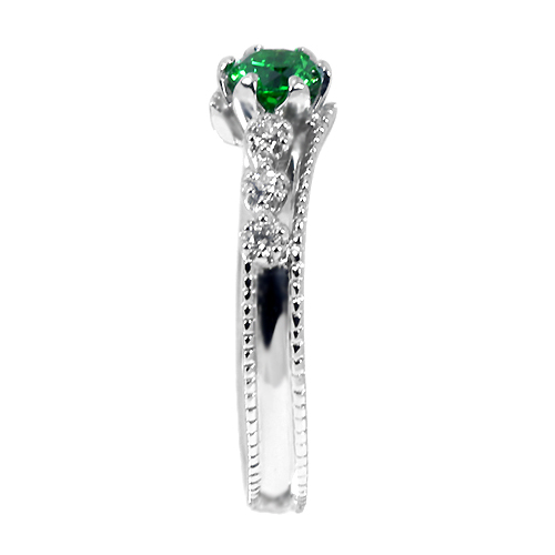 ロシア産デマントイドガーネット 0.32ct ダイヤモンド プラチナ リング 