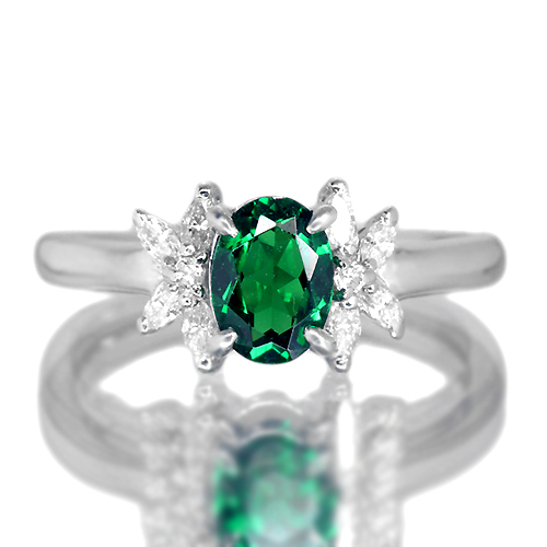 グリーンガーネット（ツァボライト） 0.78ct ダイヤモンド プラチナ