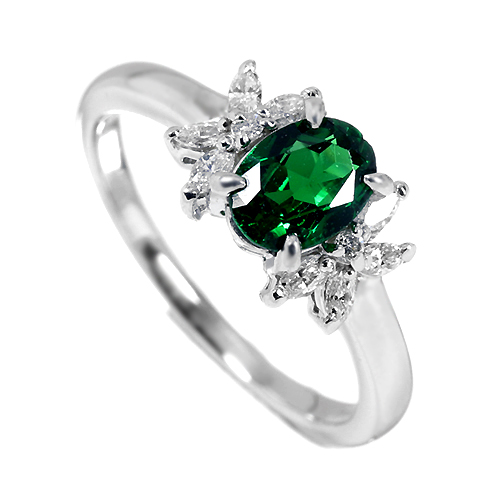 グリーンガーネット（ツァボライト） 0.78ct ダイヤモンド プラチナ