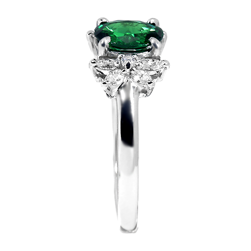 グリーンガーネット（ツァボライト） 0.78ct ダイヤモンド プラチナ