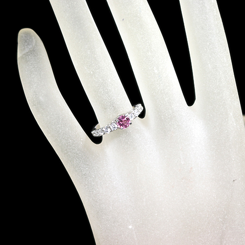 非加熱ピンクサファイア 0.56ct ダイヤモンド プラチナ リング（指輪 ...