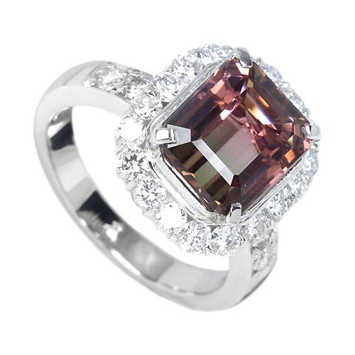 バイカラートルマリン 4.22ct ダイヤモンド プラチナ リング（指輪