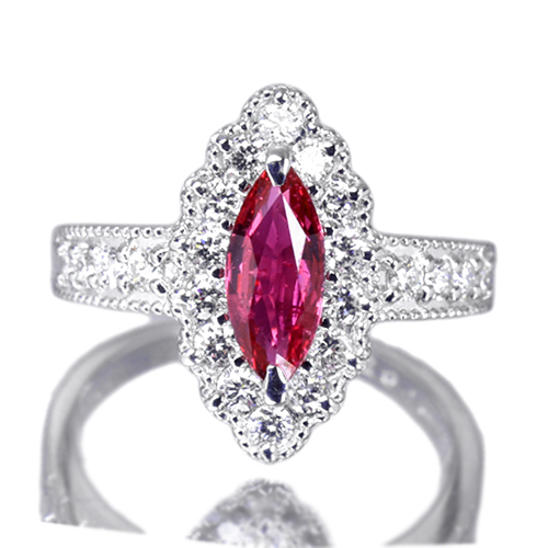 非加熱ルビー 1.02ct ダイヤモンド プラチナ リング（指輪）【品質 