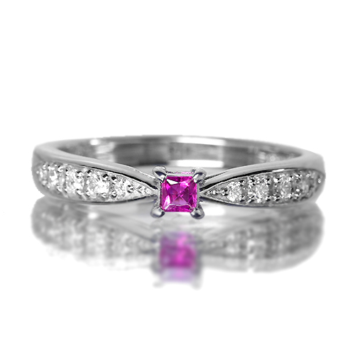 レッドベリル 0.05ct ダイヤモンド プラチナ リング（指輪）【品質 