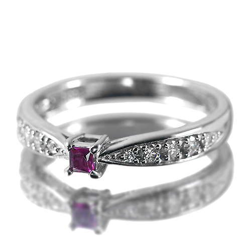 レッドベリル 0.05ct ダイヤモンド プラチナ リング（指輪）【品質 