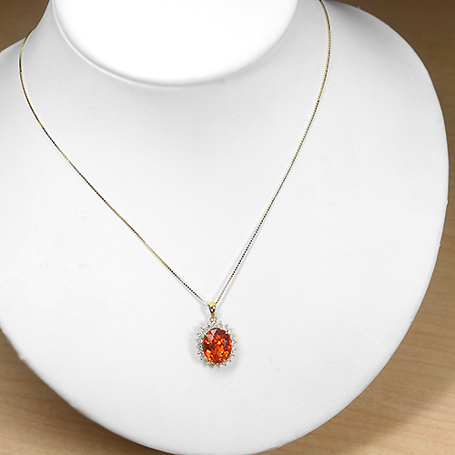 マンダリンガーネット 7.3ct ダイヤモンド イエローゴールド 