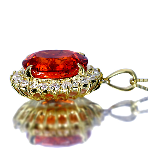 マンダリンガーネット 7.3ct ダイヤモンド イエローゴールド 