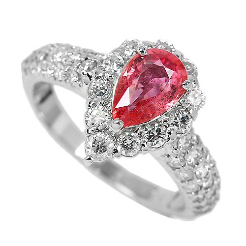 パパラチアサファイア 1.13ct ダイヤモンド プラチナ リング（指輪