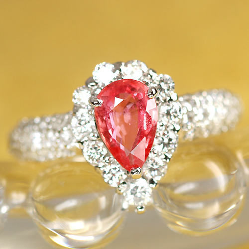 パパラチアサファイア 1.13ct ダイヤモンド プラチナ リング（指輪