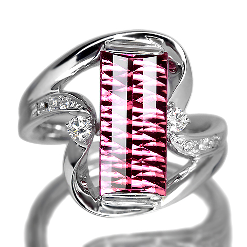ピンクトルマリン 3.36ct ダイヤモンド ホワイトゴールド リング