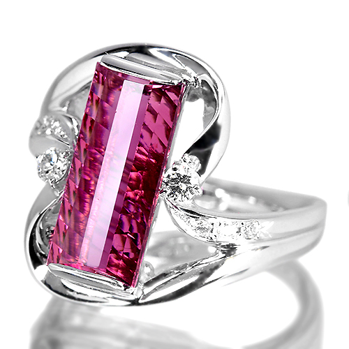 ピンクトルマリン 3.36ct ダイヤモンド ホワイトゴールド リング