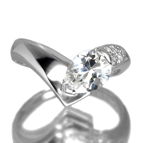 ホワイトサファイア 1.44ct ダイヤモンド プラチナ リング（指輪 