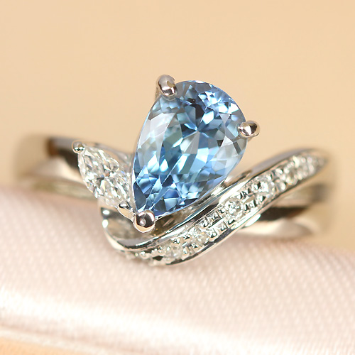 サンタマリアアクアマリン 1.22ct ダイヤモンド プラチナ リング（指輪  
