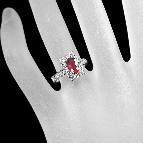 非加熱ピジョンブラッドルビー 1.03ct ダイヤモンド プラチナ