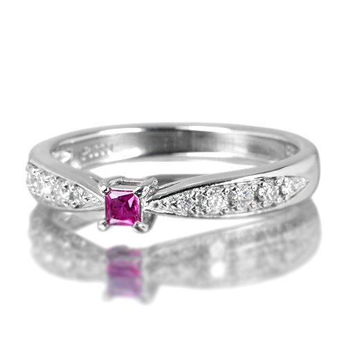 第221回抽選販売＞レッドベリル 0.05ct ダイヤモンド プラチナ リング