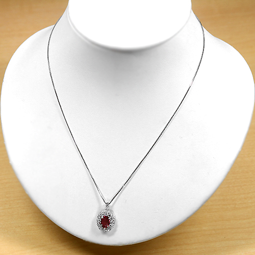非加熱ルビー 1.2ct ダイヤモンド プラチナ ネックレス【品質保証書 