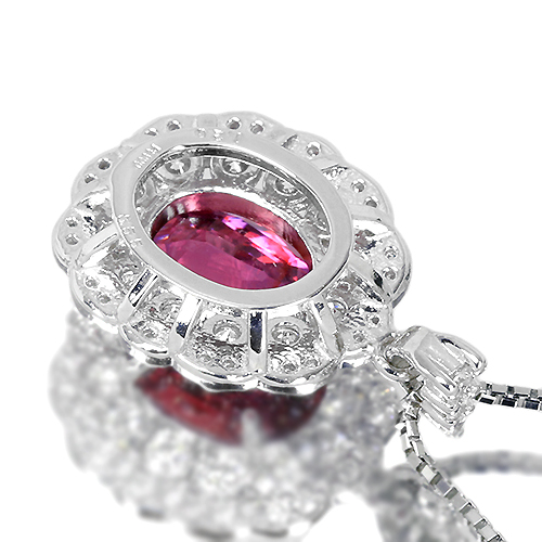 非加熱ルビー 1.2ct ダイヤモンド プラチナ ネックレス【品質保証書 