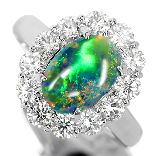 オパール 1.16ct ダイヤモンド Pt900 プラチナ ダイヤ リング 指輪