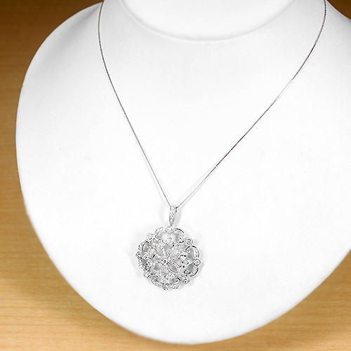 ダイヤ ブローチ ダイヤ0.15ct チャーム:約W42xH44mm 16.3g レディース 中古A品 ダイヤモンド ネックレス 一粒 0.4ct D VS2 3EX H\u0026C プラチナ 中央宝石