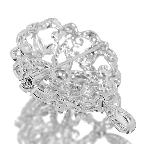 ダイヤ ブローチ ダイヤ0.15ct チャーム:約W42xH44mm 16.3g レディース 中古A品 ダイヤモンド ネックレス 一粒 0.4ct D VS2 3EX H\u0026C プラチナ 中央宝石