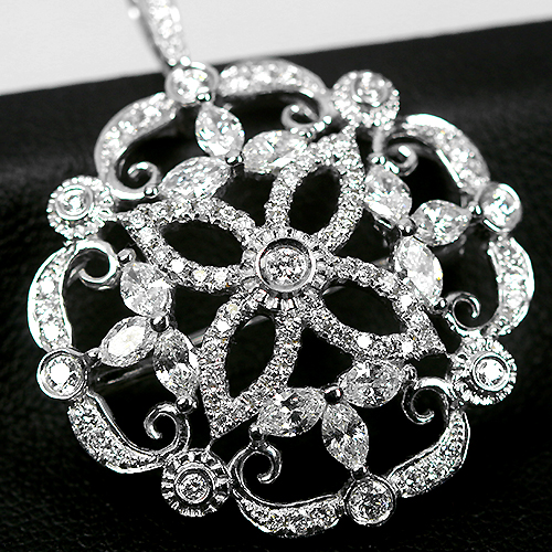 ダイヤモンド 2ct ホワイトゴールド ネックレス兼ブローチ（ジュエル