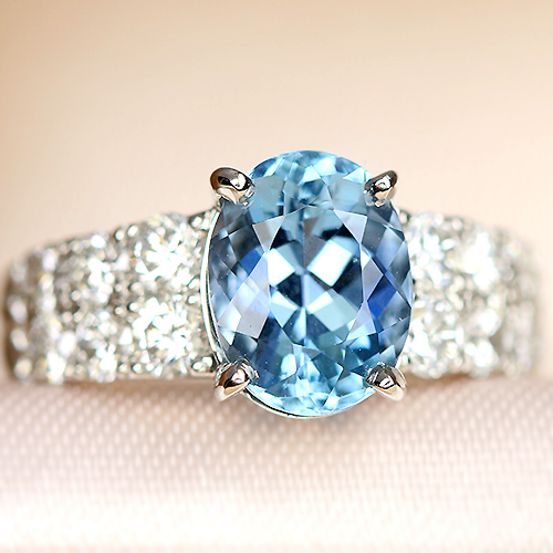 超希少！ アクアマリン キャツアイ 24.23ct プラチナ リング 鑑別書付