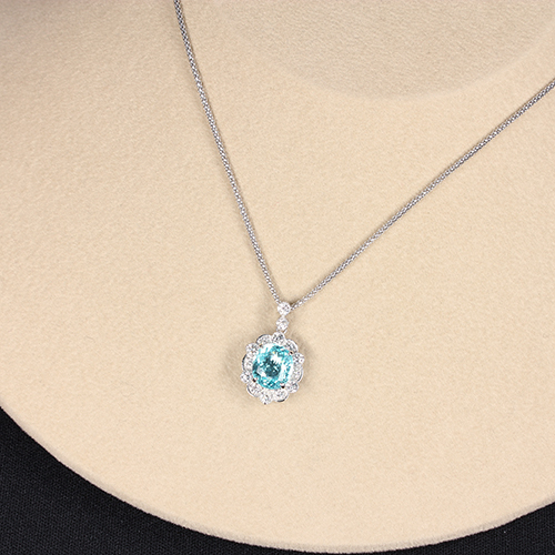 パライバトルマリン 3.51ct ダイヤモンド プラチナ ネックレス 【品質